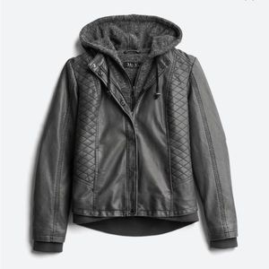 NWT from Stitch Fix Medium Mo-Ka Meriam Knit Hood Faux Leather Jacket